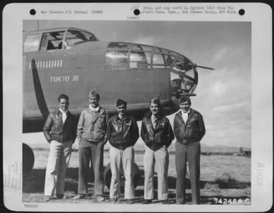 General > Crew Of The 11Th Bomb Squadron, 341St Bomb Group, Poses Beside Their North American B-25 "Tokyo Jo" At An Airfield Somewhere In China, 2 February 1943.  They Are: Capt. E.W. Holstrom, Tacoma, Washington, Pilot And Squadron Commander Lt. L.J. Murphy, Silve