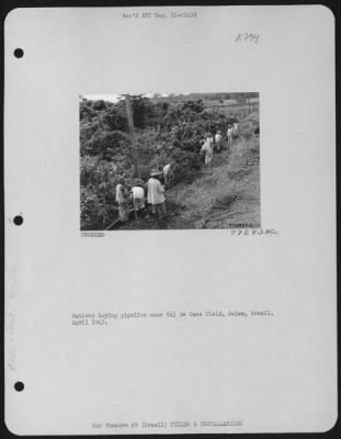 General > Natives Laying Pipeline Near Val De Caes Field, Belem Brazil.  April 1943.