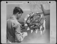 Insignia Of The China Air Task Force Fighter Command Is Being Painted On A Plane By Sargeant Larue. It Shows The Flying Tiger Of The American Volunteer Group Now Wearing Uncle Sam'S Hat To Show He Is Fighting For The United States Army Air Force. The Chin - Page 3