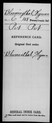 Hyman > Bloomingthal, Hyman (Pvt)