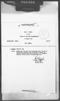 2 - Miscellaneous File > 485 - Daily Journal, Quartermaster, Jan-Aug 1944