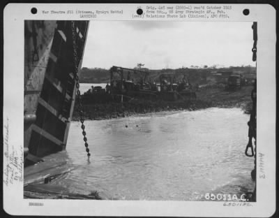 Thumbnail for General > 807Th Engineer Aviation Battalion Operating Bulldozers During Construction Of Causeway Built To Facilitate Landing Operations On Okinawa, Ryukyu Retto.  3 May 1945.