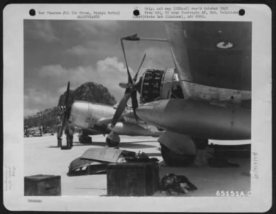 Thumbnail for Engines > Mechanics Of The 464Th Fighter Squadron, 507Th Fighter Group, Ready Republic P-47 'Thunderbolts' For The Growing Aaf Offensive Against Japan.  This Unit Is A Comparatively New Group, Based On Ie Shima, Ryukyu Retto.