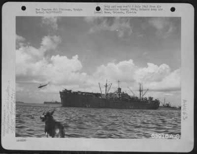 Thumbnail for Miscellaneous > Helicopter Taking Off From The Uss General Duncan, An Aircraft Repair Unit.  The Ship Was A Floating Air Depot For Repair Of Aircraft That Moved In With Our Invasion Forces And Provided Repair Facilities For Our Aircraft Until An Air Depot Was Set Up On L