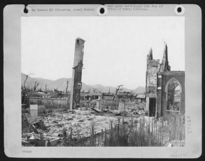 Hiroshima > Pacific Air Command, U.S. Army, 3 August 1946 - On 6 August 1945, An Atomic Bomb Was Dropped On What Was Then The City Of Hiroshima.  The Terrific Blast That Followed Swept Before It Factories, Office Buildings, And Even Churches.  Among The Ruins New Hou
