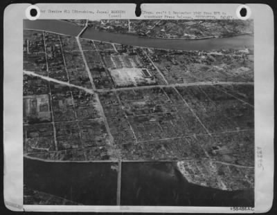 Hiroshima > Here Is A View Of Hiroshima, Japan, Showing Total Destruction Resulting From Dropping Of The First Atomic Bomb, August 6, 1945.