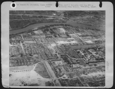 Hiroshima > Here Is A View Of Hiroshima, Japan, Showing Total Destruction Resulting From Dropping Of The First Atom Bomb, August 6, 1945.