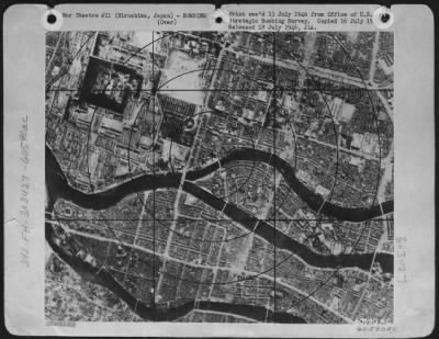 Hiroshima > Ground Zero Before Atomic Bombing Of Hiroshima, Japan.  1,000 Ft. Circles.  (Ground Zero Is The Spot Directly Below The Explosion Of The Bomb.)