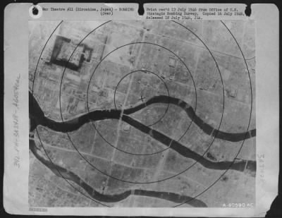 Hiroshima > Ground Zero After Atomic Bombing Of Hiroshima, Japan.  1,000 Ft. Circles.  (Ground Zero Is The Spot Directly Below The Explosion Of The Bomb.)