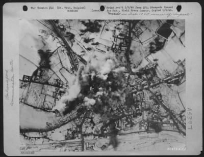 Saint-Vith > More than 100 9th Air force Martin B-26 Marauders Christmas afternoon dropped their bomb loads on the heart of St. Vith, Belgium, the important road junction and communications center captured by the Germans in their counter-offensive. Marauders