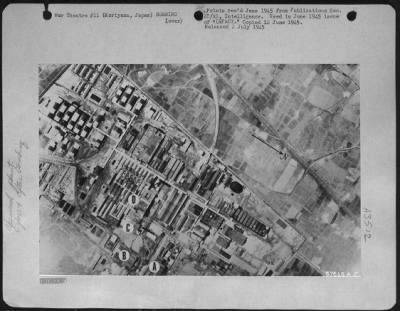 Thumbnail for Koriyama > Koriyama, Japan - Before Attack By B-29S On 12 April 1945.  Koriyama Chemical Plant Is Closely Connected With The Hodagaya Plant In The Production Of Tetra-Ethyl Lead, Used In Aviation Fuel.  (A) Sulphuric Acid Unit; (B) Electrolysis; (C) Probably Boiler