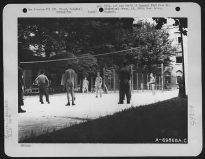 Thumbnail for General > Men Of The 386Th Bomb Group Take Their Stand For A Volley Ball Game At Their Base In St. Trond, Belgium On 26 June 1945.