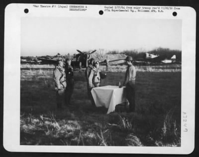 Thumbnail for General > Kamikaze Pilots At Shrine.  This Scene Is From A Production Sequence Re-Enactment Of The Kamikaze Ceremony At Chofu, Japan, For The United States Strategic Bombing Survey Motion Picture Project 'Strategic Attack'.  Nov. 1945.