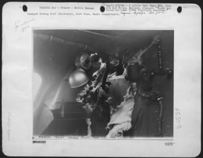 Battle Damage > Damaged Boeing B-17 (ofrtress), Port Side, Radio Compartment.