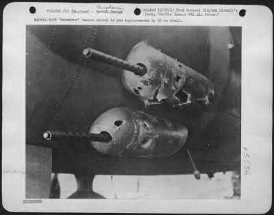 Battle Damage > Martin B-26 "Marauder" Damage caused to gun implacements by 20 mm shell.