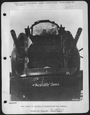 Battle Damage > Nose turret (?)  position of Consolidated B-24 damaged.