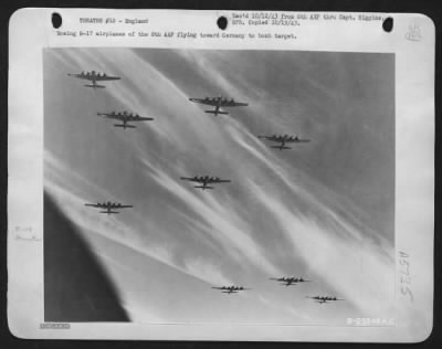 Boeing > Boeing B-17 airplanes of the 8th AAF toward Germany to bomb target.