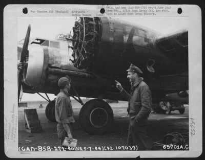 Battle Damage > This Was All That Was Left When An Oil Line Broke And The Propeller On The Boeing B-17 "Flying Fortress" Of The 401St Bomb Group Could Not Be Feathered By The Pilot, 1St Lt. Richard C. Mccord (Left).  As A Result Of This The Propeller 'Windmilled' Until I