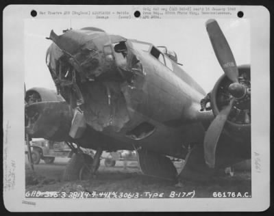 Battle Damage > Battle Damage To The Nose Of A Boeing B-17 "Flying Fortress" (A/C No. 30613) Of The 381St Bomb Group.  England, 9 April 1944.