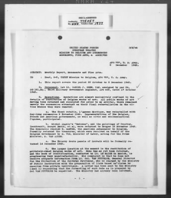 Miscellaneous Records > Monthly MFA&A Field Report - November 1944