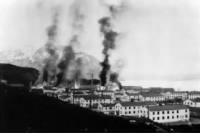 Buildings burning on Dutch Harbor, AK