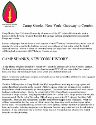 Pictorial History of the 63rd Infantry Division > Section VII, Camp Shanks, NY