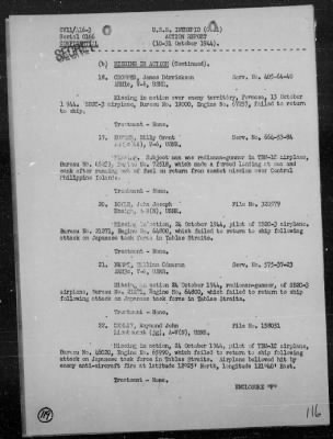 Thumbnail for USS INTREPID > Rep of Air Ops Against the Ryukyu Is Formosa, & Philippines, 10/10-31/44, Including Action Against Jap Fleet, 10/24-26/44