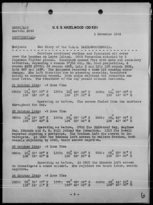 USS HAZELWOOD > War Diary, 10/1-31/44