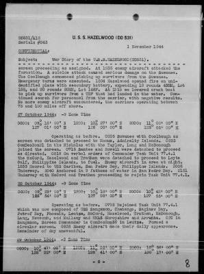 USS HAZELWOOD > War Diary, 10/1-31/44