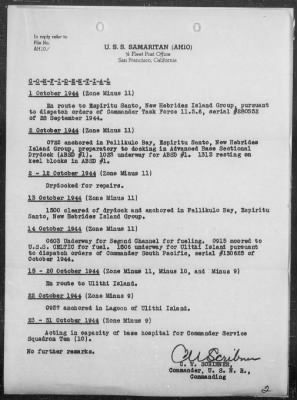 USS SAMARITAN > War Diary, 10/1-31/44