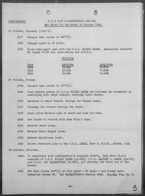 USS VAN VALKENBURGH > War Diary, 10/1-31/44
