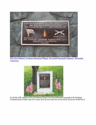 Thumbnail for History of the 63rd Infantry Division, June 1943-Sept 1945 > 0007 - 63rd Infantry Division Memorials