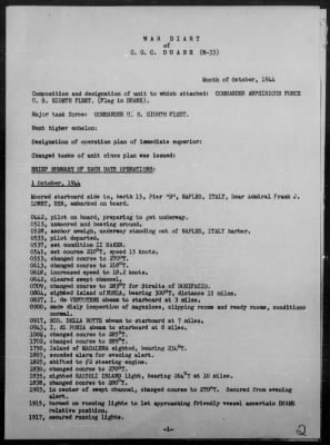 USCGC DUANE > War Diary, 10/1-31/44