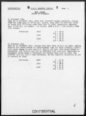 USS MONITOR > War Diary, 11/1-30/44
