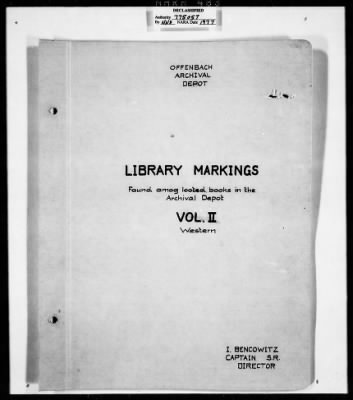 Thumbnail for Photostatic Copies of Library Markings > Offenbach Archival Depot - Library Markings Vol II - Western