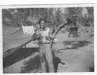 Lt George Ghetia, in the tent-area in North Africa, MTO WWII B-25 Bombardier