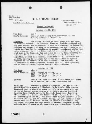 USS TULAGI > War Diary, 10/1/44 to 11/30/44