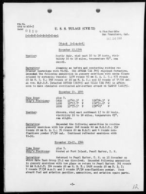 USS TULAGI > War Diary, 10/1/44 to 11/30/44