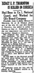 Springfield Mass. News Article; Edward Thornton, KIA 15 May, 1944