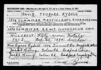David Teodore > Rydell, David Teodore (1884)