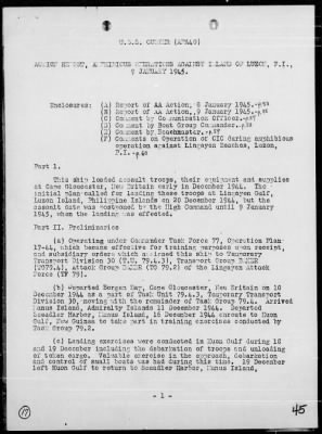 Thumbnail for COMTASK-UNIT 79.4.3 > Rep of landing ops In the amphibious assault on Lingayen Gulf, Luzon Is, Philippines on 1/9/45