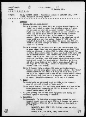 Thumbnail for COMTASK-UNIT 79.4.3 > Rep of landing ops In the amphibious assault on Lingayen Gulf, Luzon Is, Philippines on 1/9/45