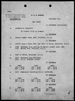 USS DORAN > War Diary, 12/1/44 to 1/31/45