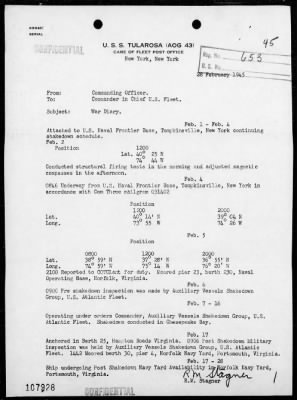 USS TULAROSA > War Diary, 2/1-28/45