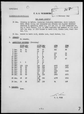 USS VICKSBURG > War Diary, 1/1-31/45