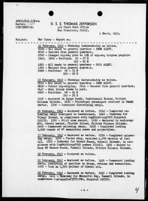 USS THOMAS JEFFERSON > War Diary, 2/1-28/45