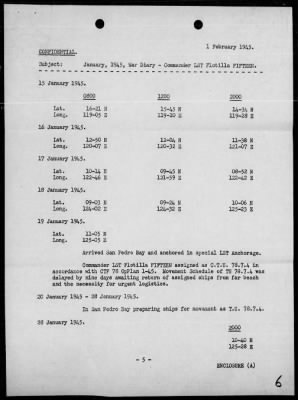 COM LST FLOT 15 > War Diary, 1/1-31/45