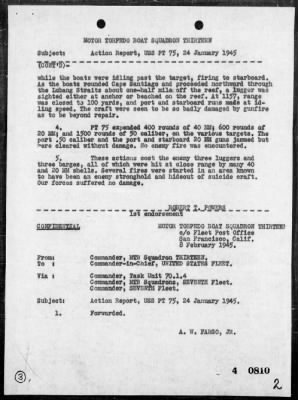 PT-75, PT-222, PT-223 & PT-298 > Rep of act off the Southwest coast of Luzon Is, Philippines on 1/24/45