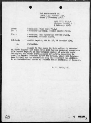 PT-75, PT-222, PT-223 & PT-298 > Rep of act off the Southwest coast of Luzon Is, Philippines on 1/24/45