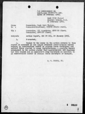 PT-75, PT-222, PT-223 & PT-298 > Rep of act off the Southwest coast of Luzon Is, Philippines on 1/24/45